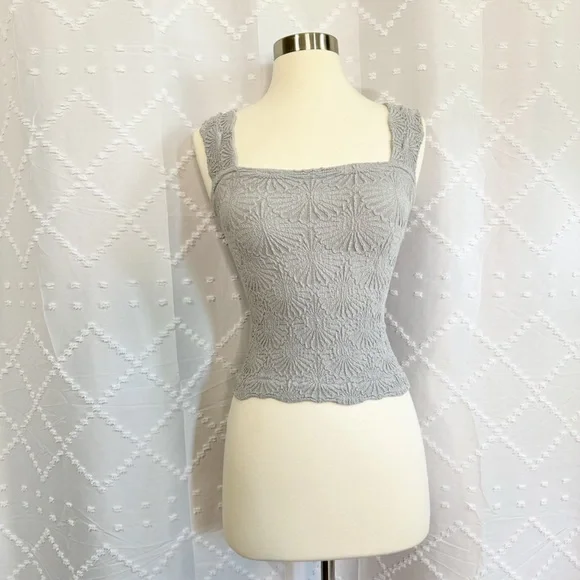 👀 485. NWOT Free People Intimately Textured Knit Tank | XS/S Slate Gray Stretchy - Picture 3 of 9
